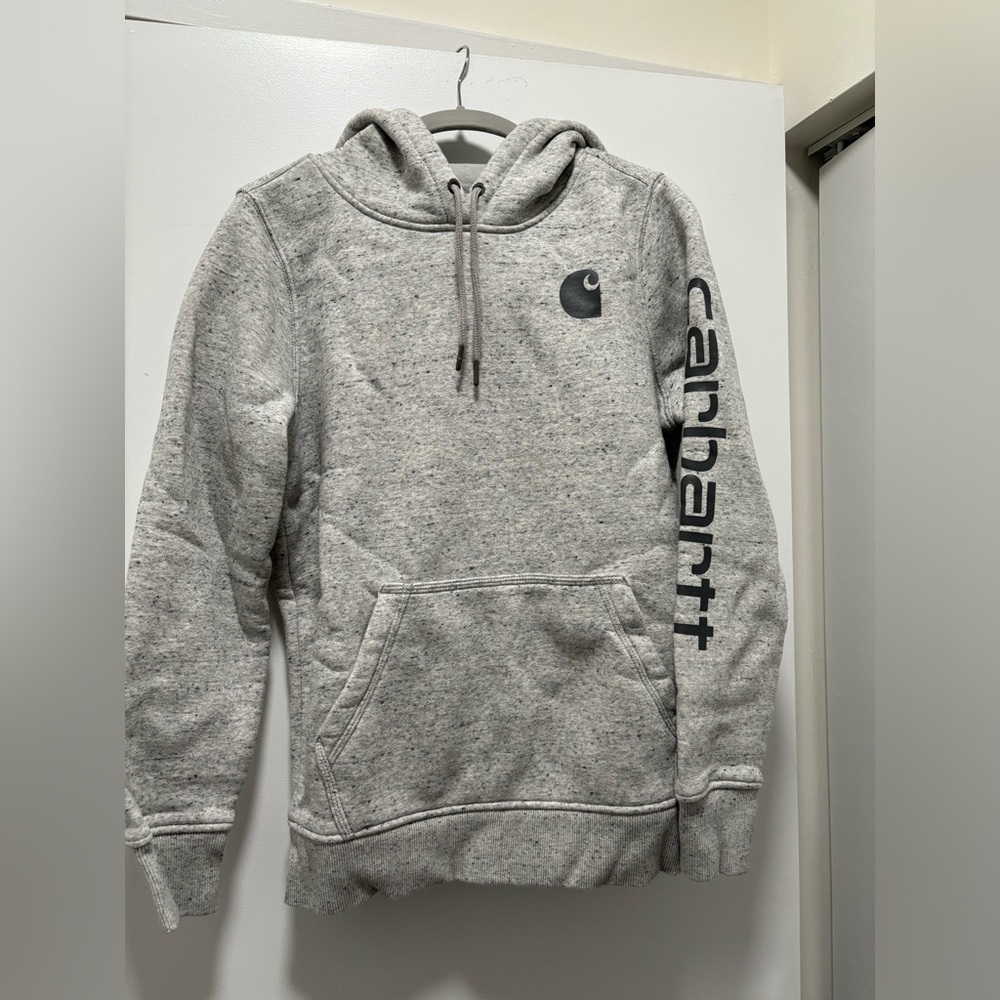 Small Heather gray Carhartt women’s fleece hoodie
